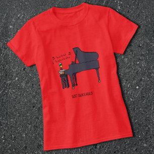 Camiseta Arte de Burt Quackarach Pato Toca Piano Engraçado