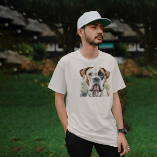 Camiseta Arte de Cachorro Boxer em Aquarela