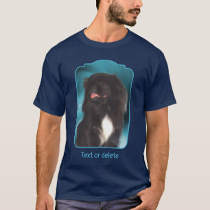 Camiseta Arte de Cachorro com Redemoinhos Azuis Pekingese P