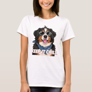 Camiseta Arte de Cachorro da Montanha Bernês Mantenha a Cal