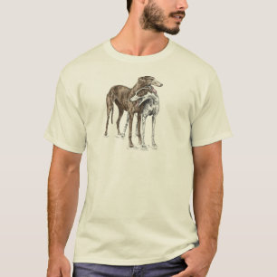 Camiseta Arte de Cachorro de Dois Amigos Greyhound