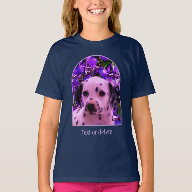 Camiseta Arte de Cachorro de Flores de Íris de Cachorro Dal (Frente)