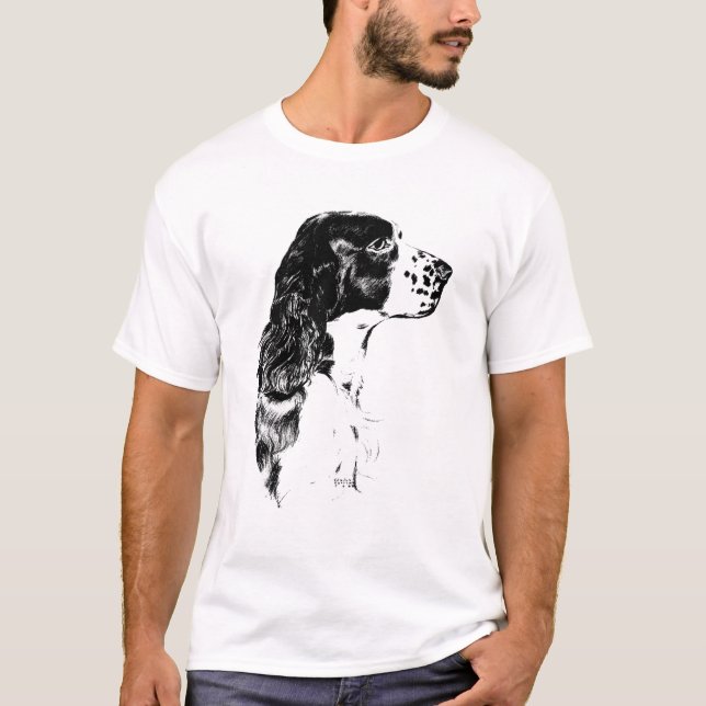 Camiseta Arte de Cachorro do Springer Spaniel Inglês (Frente)