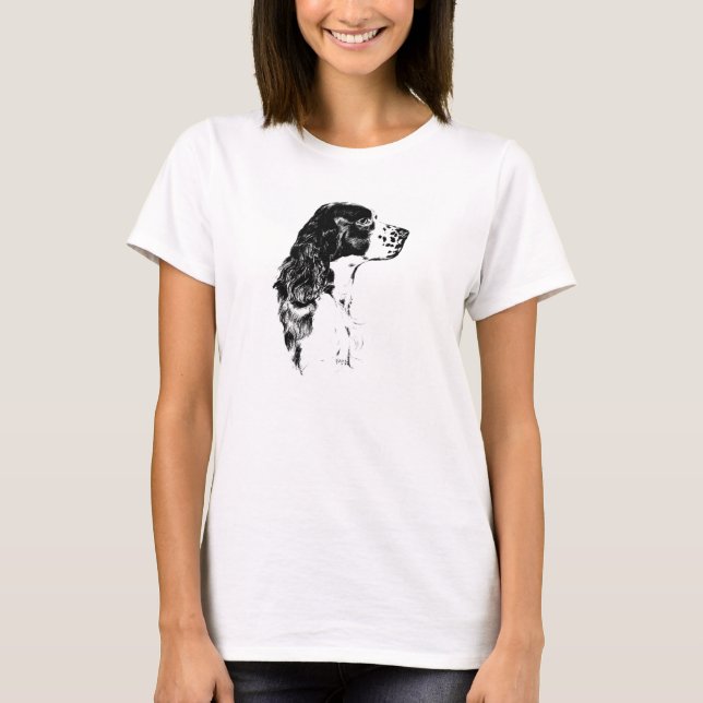 Camiseta Arte de Cachorro do Springer Spaniel Inglês (Frente)