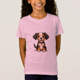 Camiseta Arte de Cachorro Fofo Tricolor - Cachorro de Desen