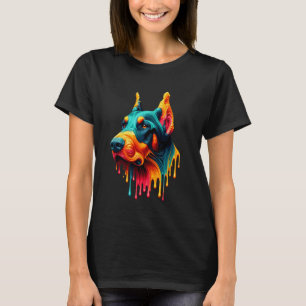 Camiseta Arte de cachorro pinscher dobermann com tinta ping