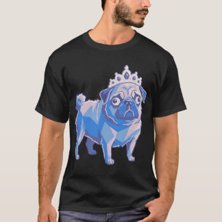 Camiseta Arte de Cachorro Real Pug Princesa, Estilo Geométr