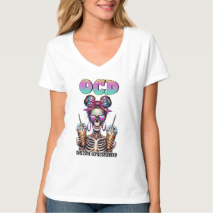 Camiseta Arte de café com esqueleto engraçado