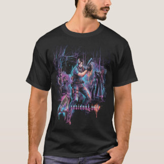 Camiseta Arte de Caixa Retro Resident Evil 4 Leon s Kennedy
