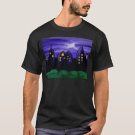 Camiseta Arte de canvas do arranha-céu noturno