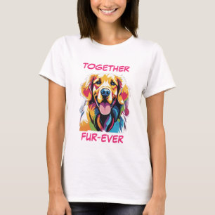 Camiseta Arte de Cão Abstrato Colorida Colorida do Retrieve