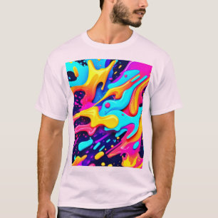 Camiseta Arte de Caos de Cores Vibrantes