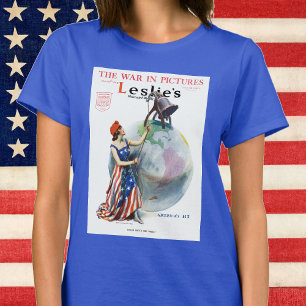 Camiseta Arte de capa de revista patriótica vintage da Lady
