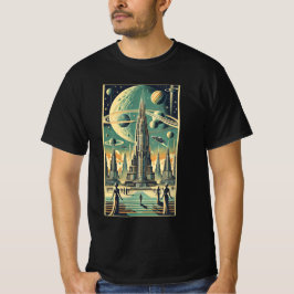 Camiseta Arte de cartão-postal de cidade alienígena futuris