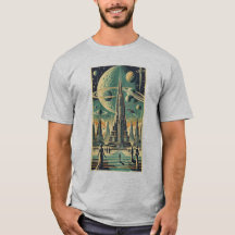Arte de Cartão Postal de Cidade Alienígena Retro F