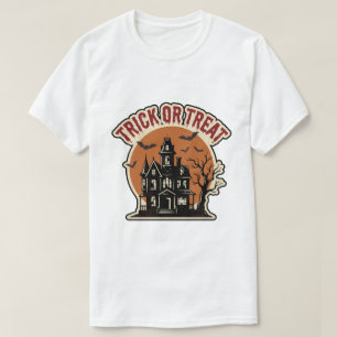 Camiseta Arte de Casa Assombrada Vintage de Halloween Trick