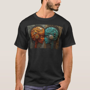 Camiseta Arte de casal de andróide ciberpunk biomecânico