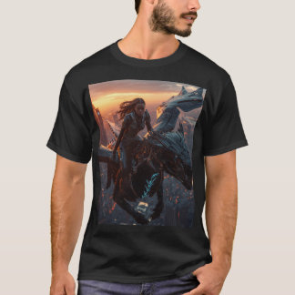 Camiseta Arte de Cavaleiro Dragão Futurista