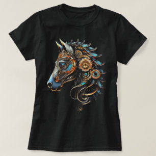 Camiseta Arte de Cavalo Fantasia Animal Colorido Arte Gráfi
