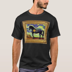 Camiseta Arte de Cavalos Pós-Impressionismo Artista Pintura