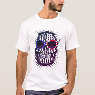 Camiseta Arte de Caveira da Independência Americana
