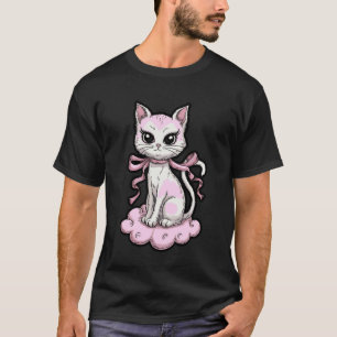 Camiseta Arte de Caveira de Gato Bruxinha Fofa da Lua