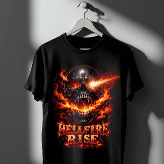Camiseta Arte de Caveira Flamejante Hellfire Rise