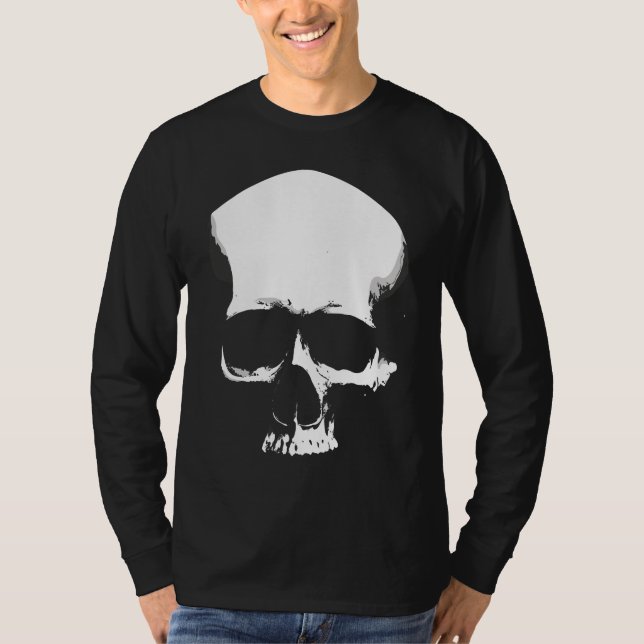 Camiseta Arte de Caveira Monocromática (Frente)
