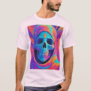 Camiseta Arte de Caveira Neon Glowing