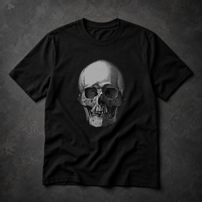 Camiseta Arte de Caveira Preto e Branco (Criador carregado)