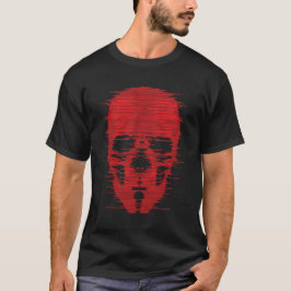 Camiseta Arte de Caveira Vermelha com Glitch