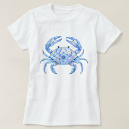 Camiseta Arte de Cerâmica de Caranguejo com Tema Floral