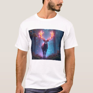 Camiseta Arte de Cervo em Linha Minimalista Elegante