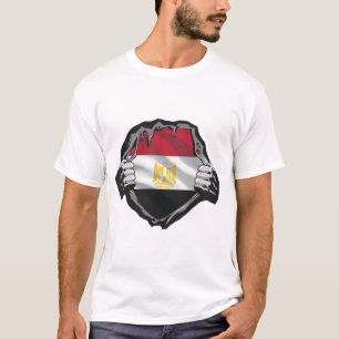 Camiseta Arte de Círculo Grunge Rasgado da Bandeira do Egit