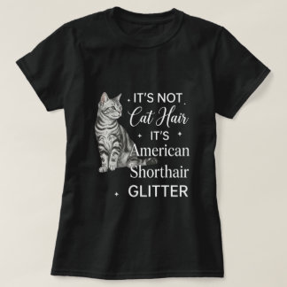 Camiseta Arte de Citação com Brilho de Gato American Shorth
