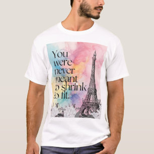 Camiseta Arte de Citação da Torre Eiffel de Paris em Aquare