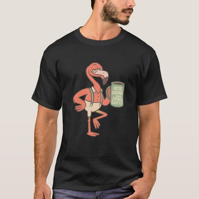 Camiseta Arte de Citação de Café de Flamingo Engraçado (Frente)