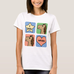 Camiseta Arte de Clipe de Desenho Animado Fofo Eu Amo Caval