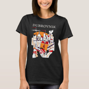 Camiseta Arte de Colagem Abstrata de Dubrovnik Viagem Preta