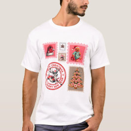 Camiseta Arte de Colagem de Selo de Natal Médico