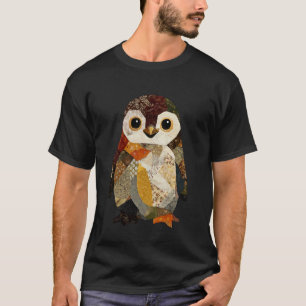 Camiseta Arte de Colcha de Colagem de Animal Boho Pinguim R