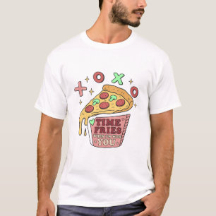 Camiseta Arte de Comida Divertida Amor de Pizza Tempo Frita