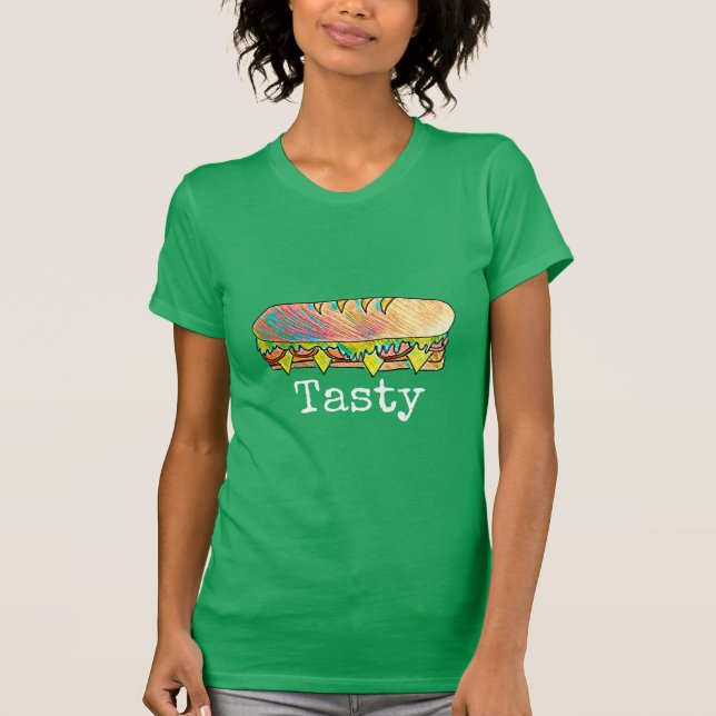 Camiseta Arte de comida fofa e sandes (Frente)
