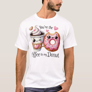 Camiseta Arte de comida Kawaii de café e donut