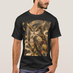 Camiseta Arte de Coruja Japonesa Design Tradicional de Co