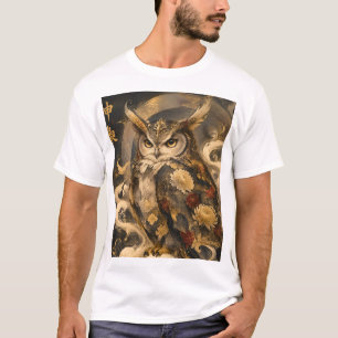 Camiseta Arte de Coruja Japonesa Design Tradicional de Co
