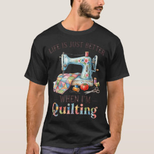 Camiseta Arte de Costura Divertida Para Mulheres A Vida é M