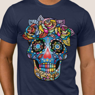 Camiseta Arte de Crânio de Açúcar, Dia dos Mortos