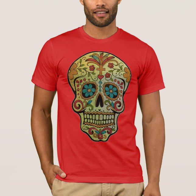 Camiseta Arte de Crânio de Açúcar, Dia dos Mortos (Frente)