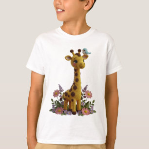 Camiseta Arte de croché de girafa fofa da primavera - prese